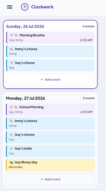 Family Calendar View Screenshot